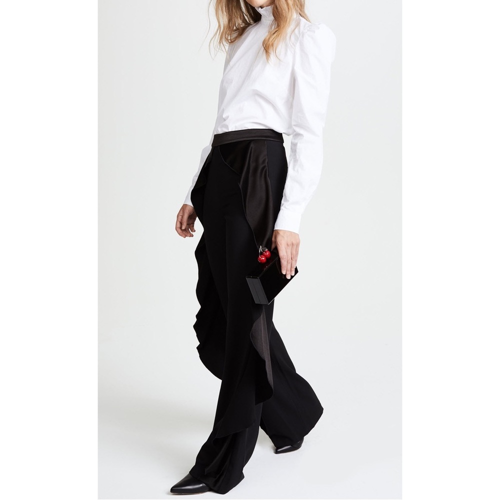 Alice + Olivia Wallace Side-Ruffle Pants